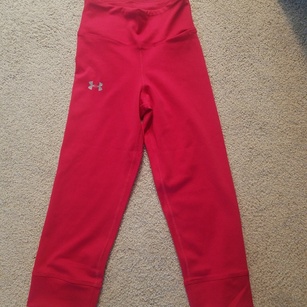 Under Armour heat gear leggings.  Pink w/ silver